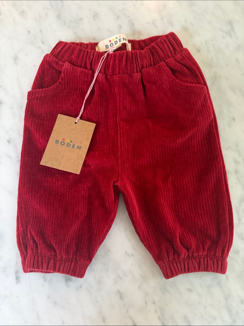 Boden Red Corduroy Kids Joggers